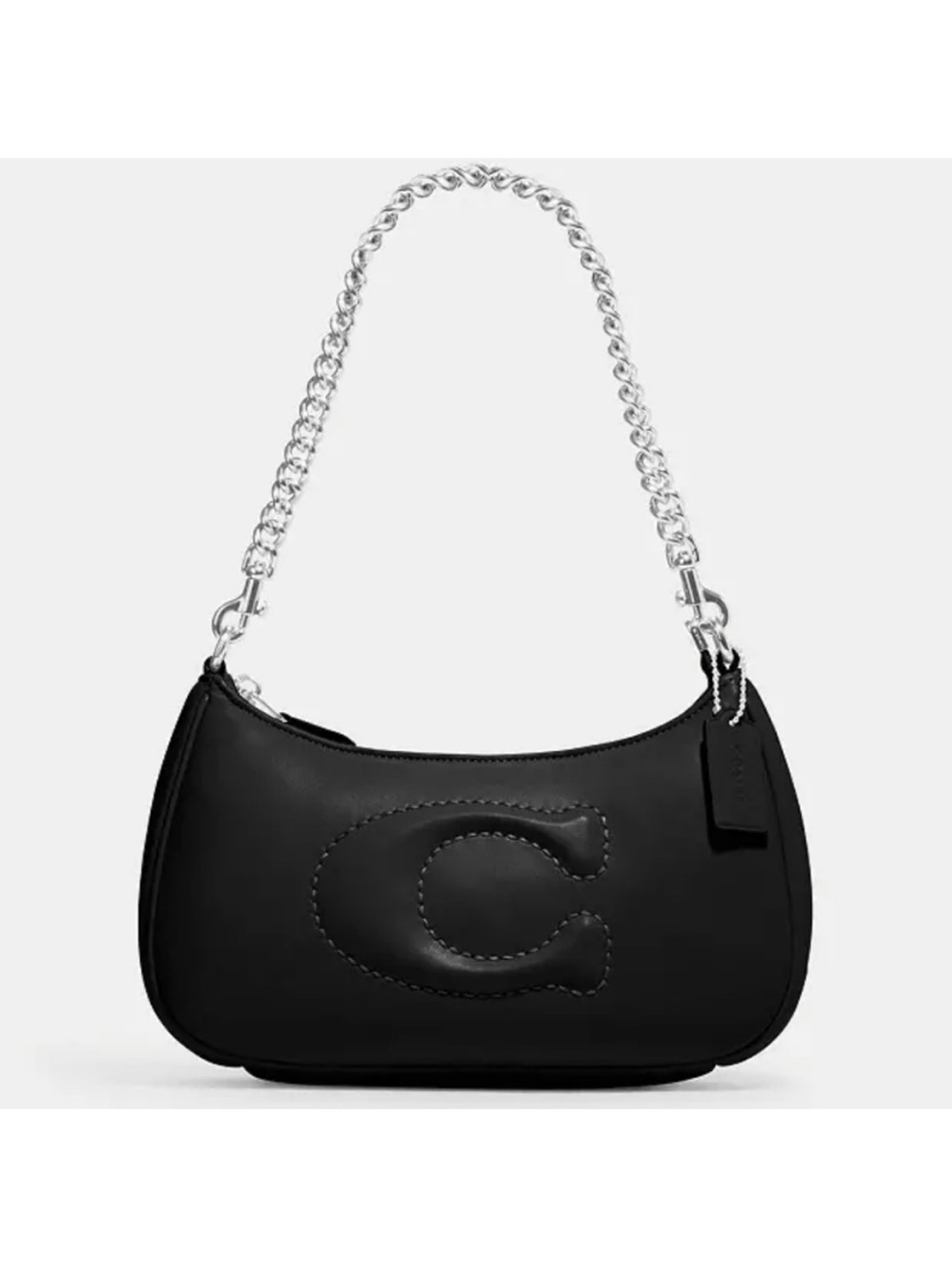 Coach Teri Shoulder Bag w/ Signature Quilting Black Nappa & Smooth Leather CJ608